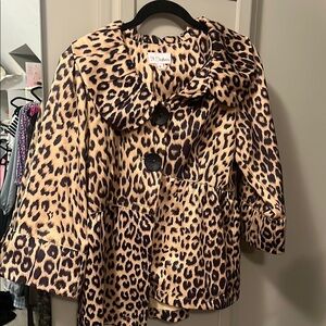 Leopard Print Coat with Large Buttons